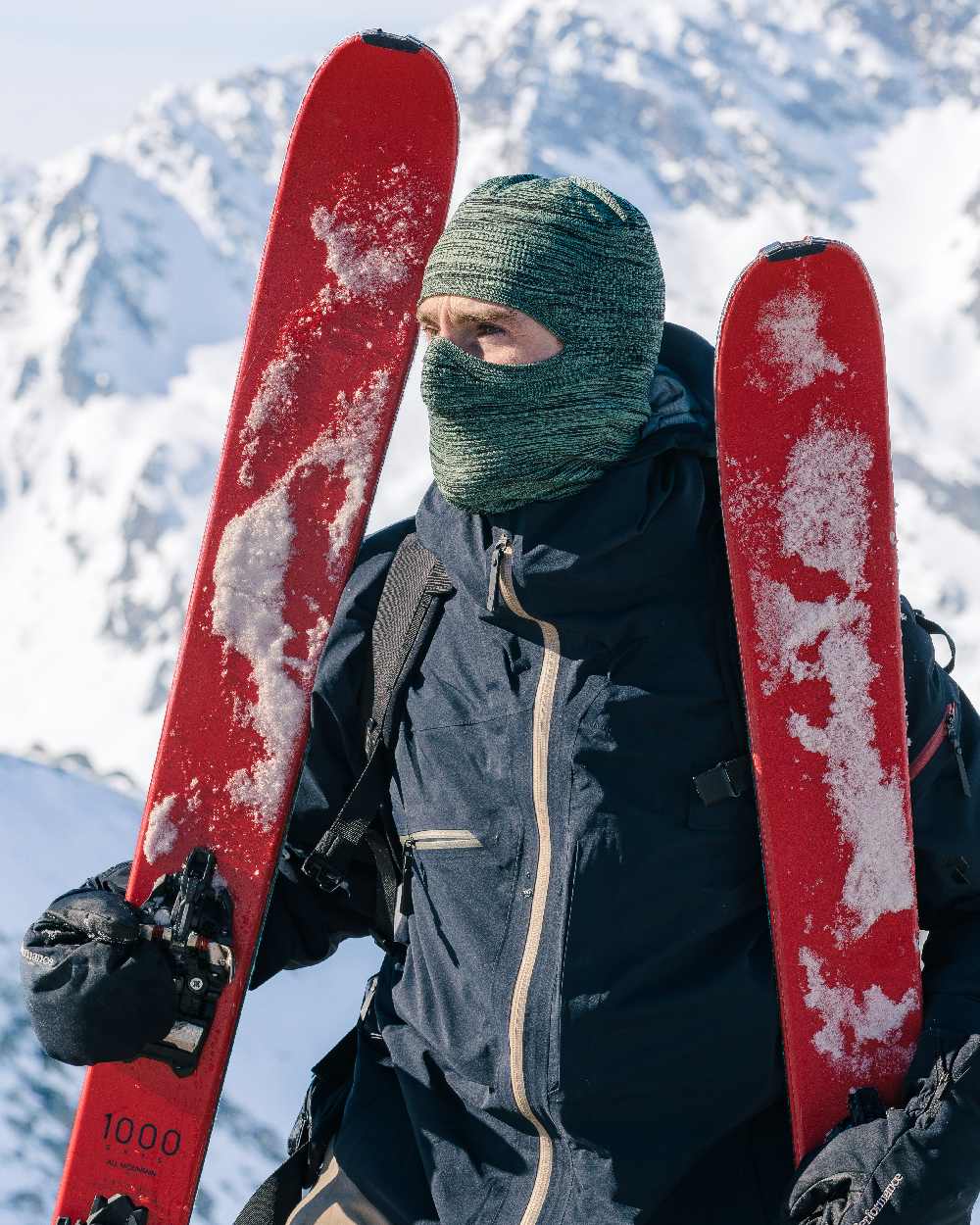 Jade Coloured Buff Dryflx Pro Solid Balaclava on snow background #colour_jade