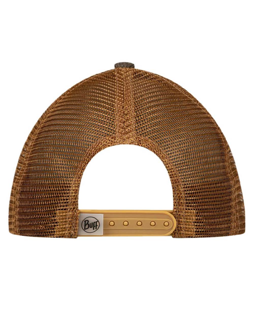 Brown Coloured Buff Explore Trucker Cap on white background #colour_brown