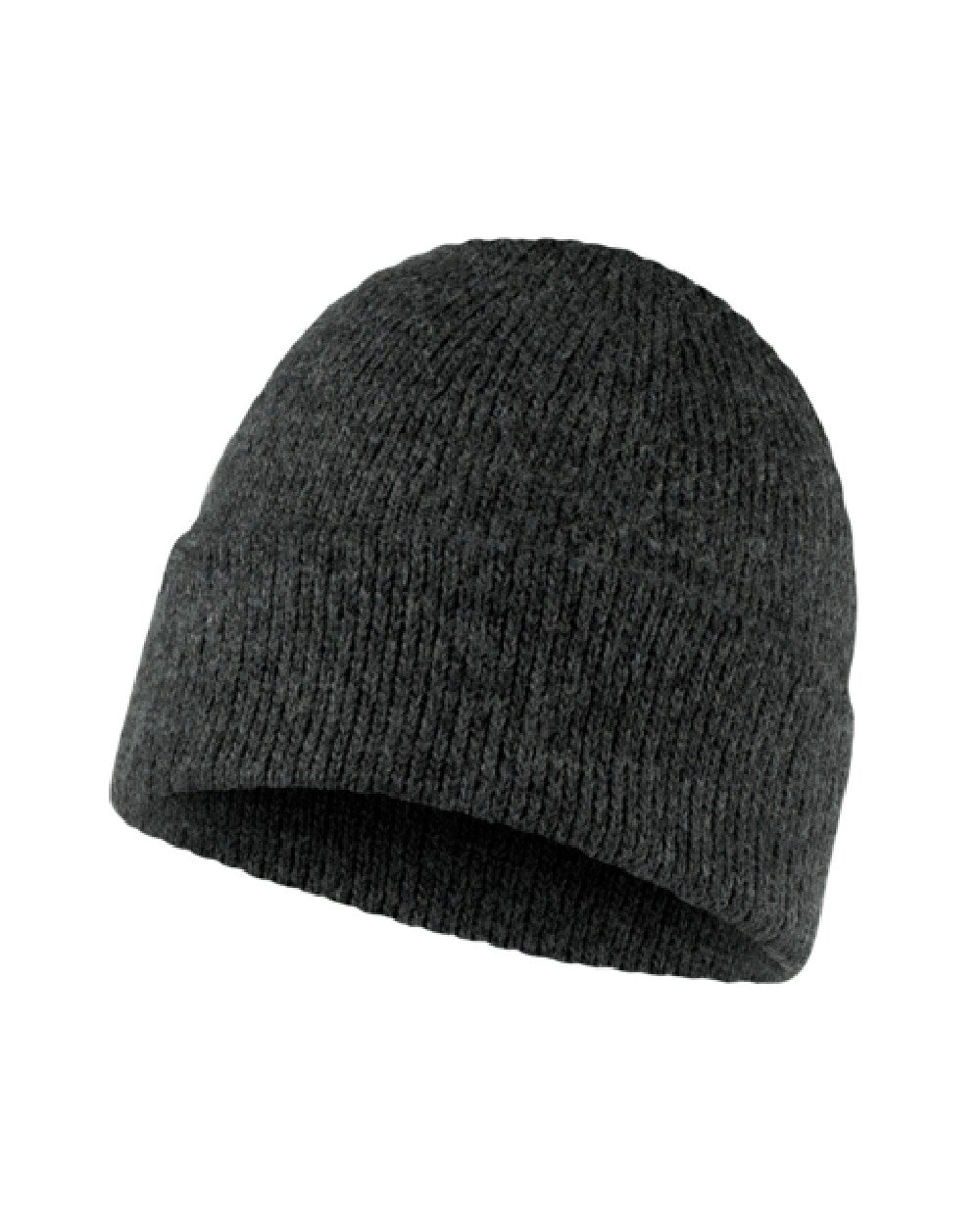 Graphite Coloured Buff Jarn Knitted Beanie on white background #colour_graphite