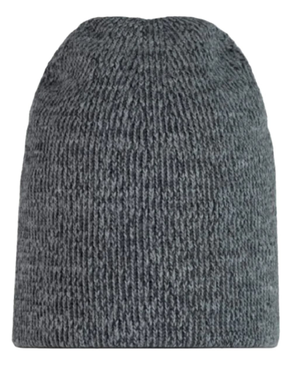 Grey Melange Coloured Buff Jarn Knitted Beanie on white background #colour_grey-melange