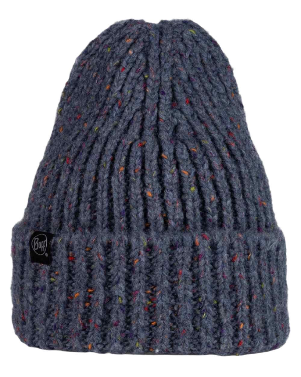 Water Coloured Buff Kim Knitted Fleece Beanie on white background #colour_water