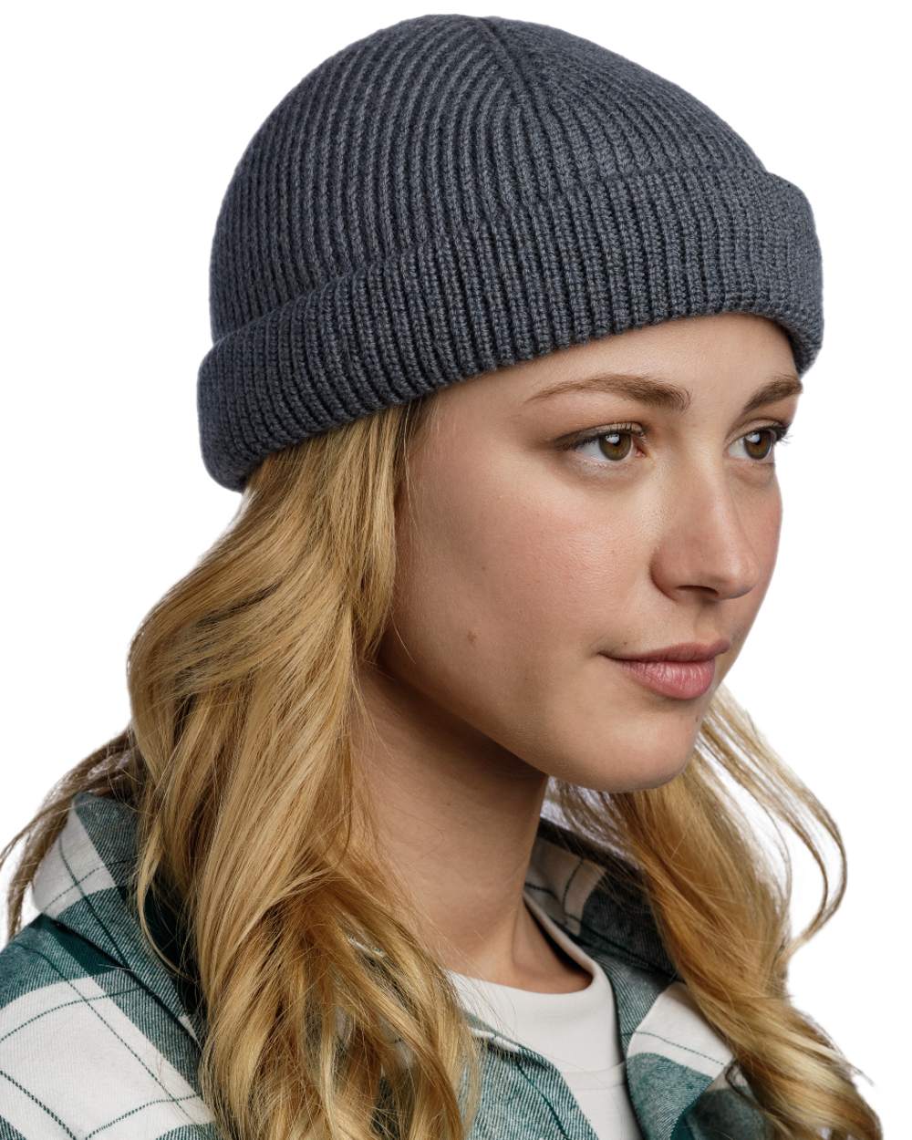 Grey Coloured Buff Knitted Ervin Beanie on white background #colour_grey