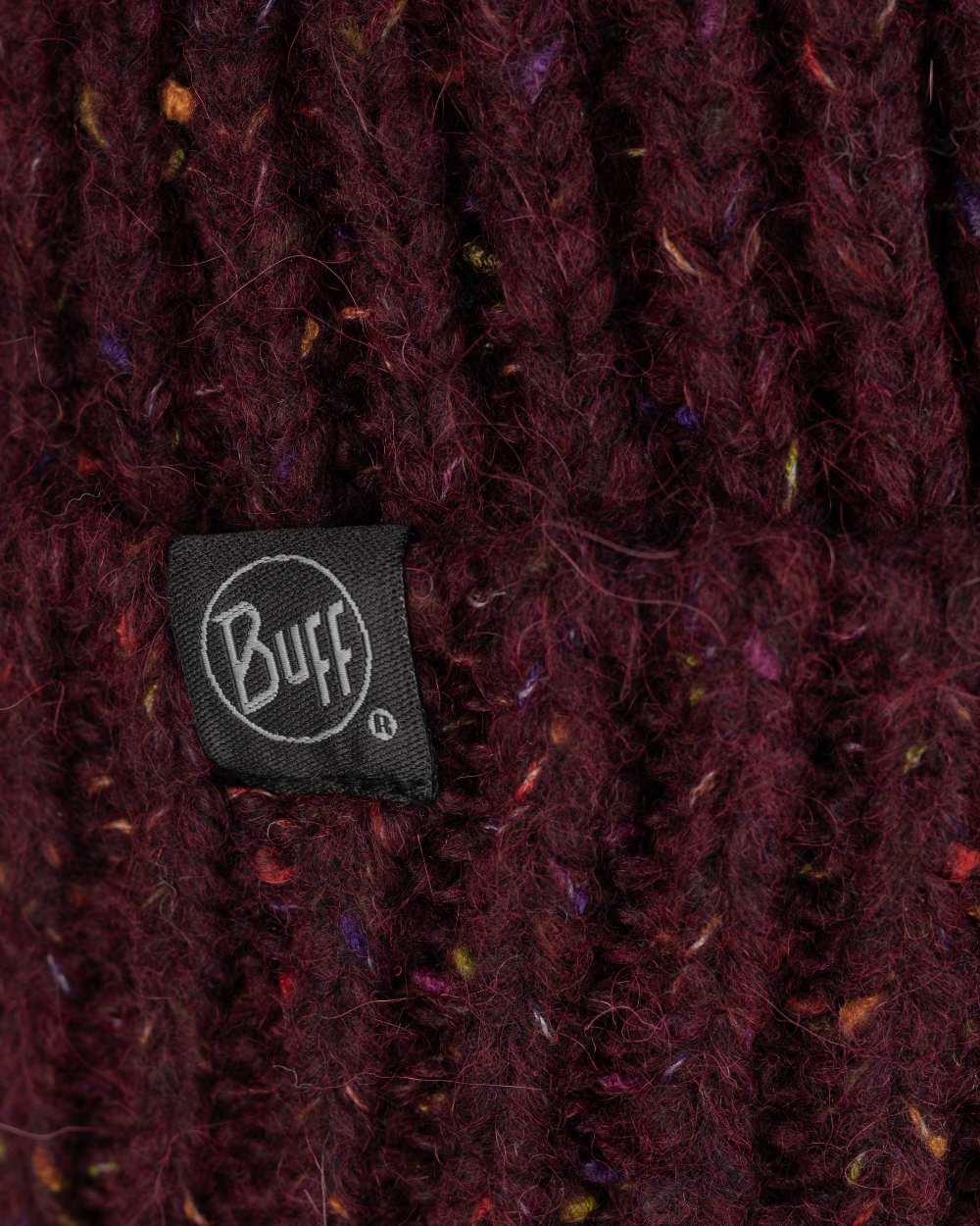 Dahlia Coloured Buff Kim Knitted Fleece Beanie on white background #colour_dahlia