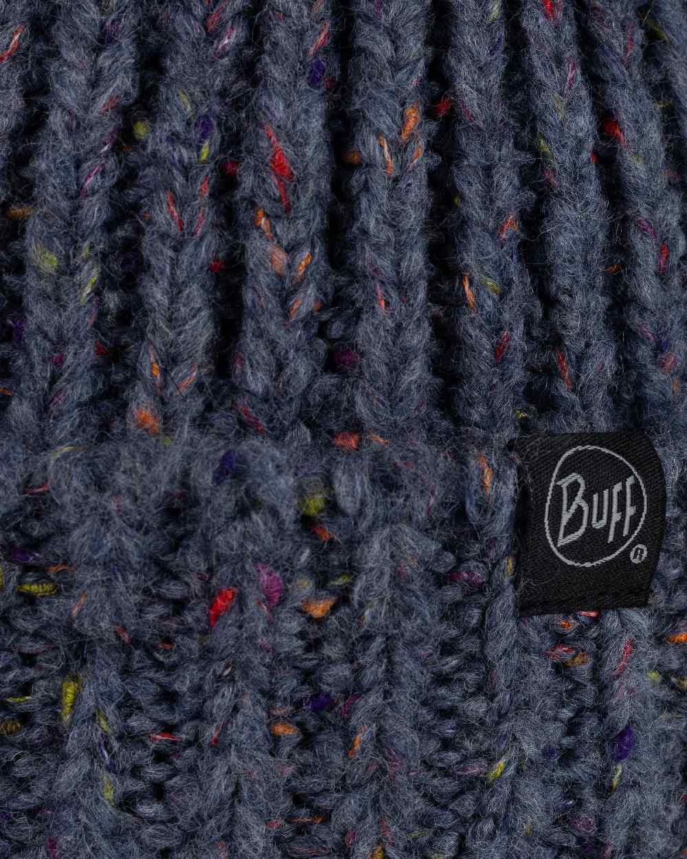 Water Coloured Buff Kim Knitted Fleece Beanie on white background #colour_water
