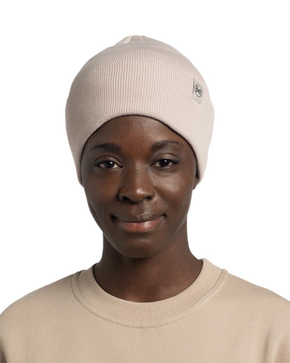 Birch Grey Coloured Buff Linon Knitted Beanie on white background #colour_birch-grey
