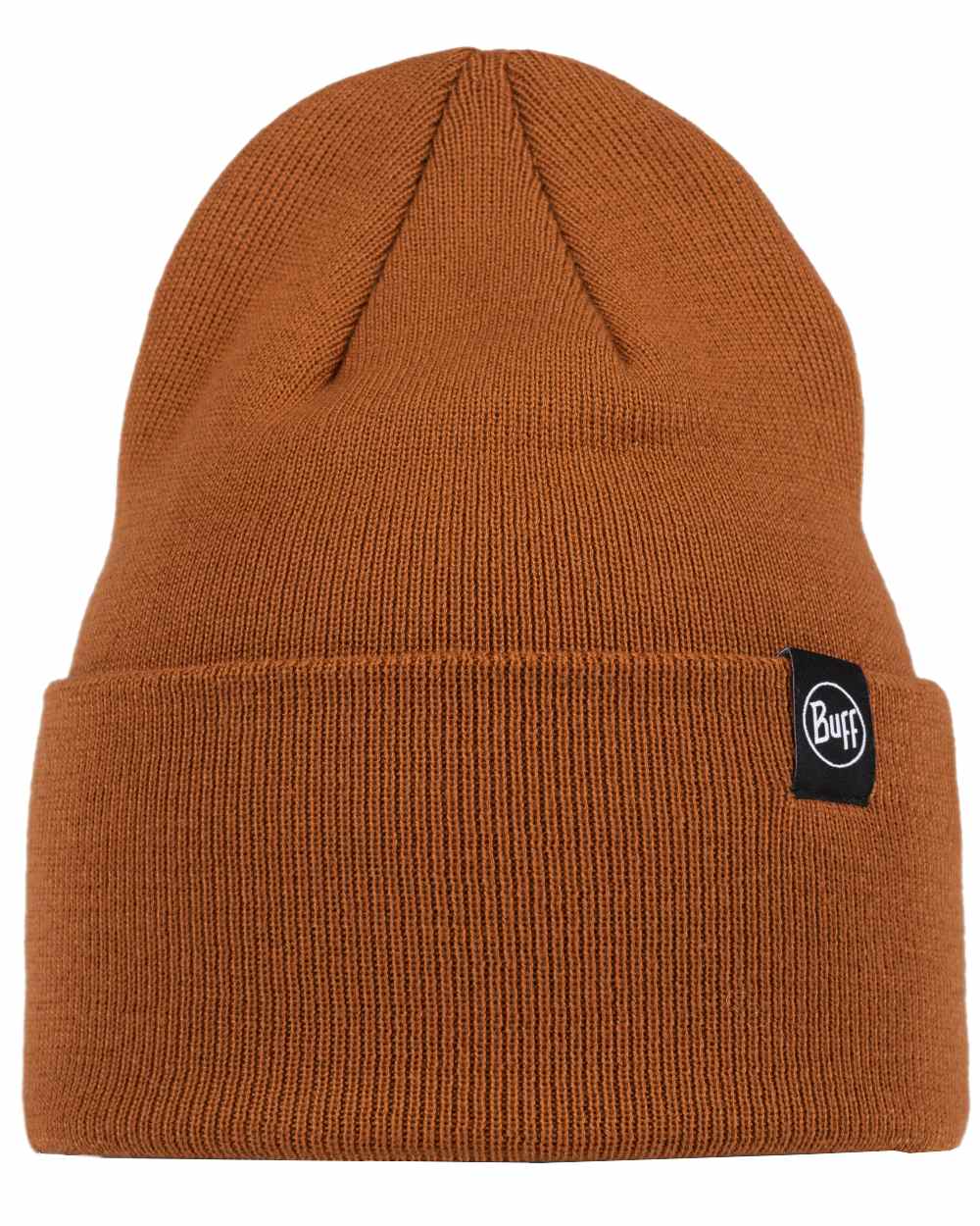 Copper Coloured Buff Linon Knitted Beanie on white background #colour_copper