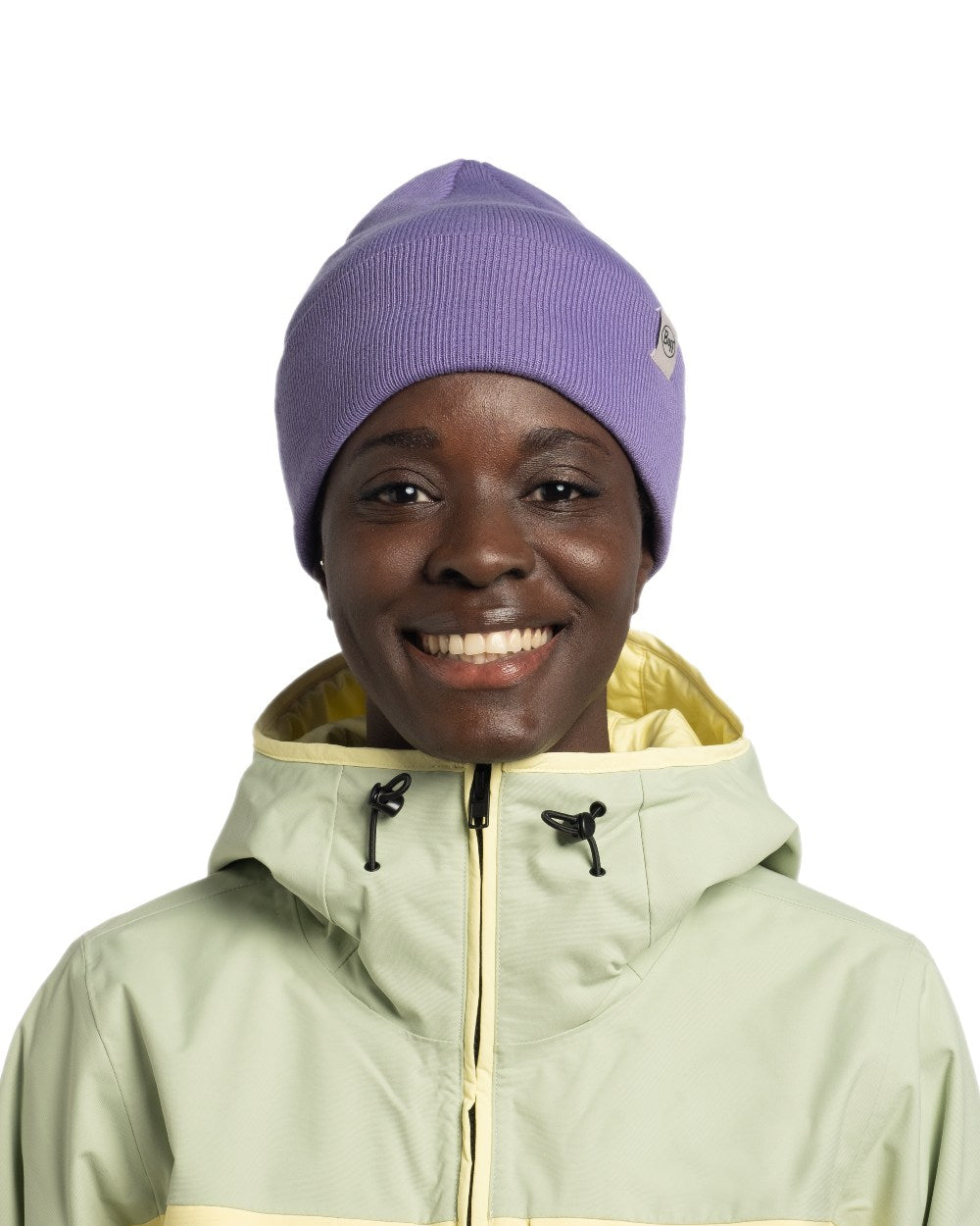 Metaverse Coloured Buff Linon Knitted Beanie on white background #colour_metaverse