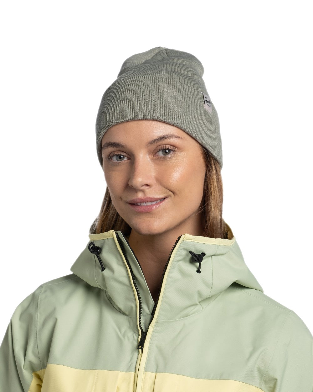 Opaline Coloured Buff Linon Knitted Beanie on white background #colour_opaline