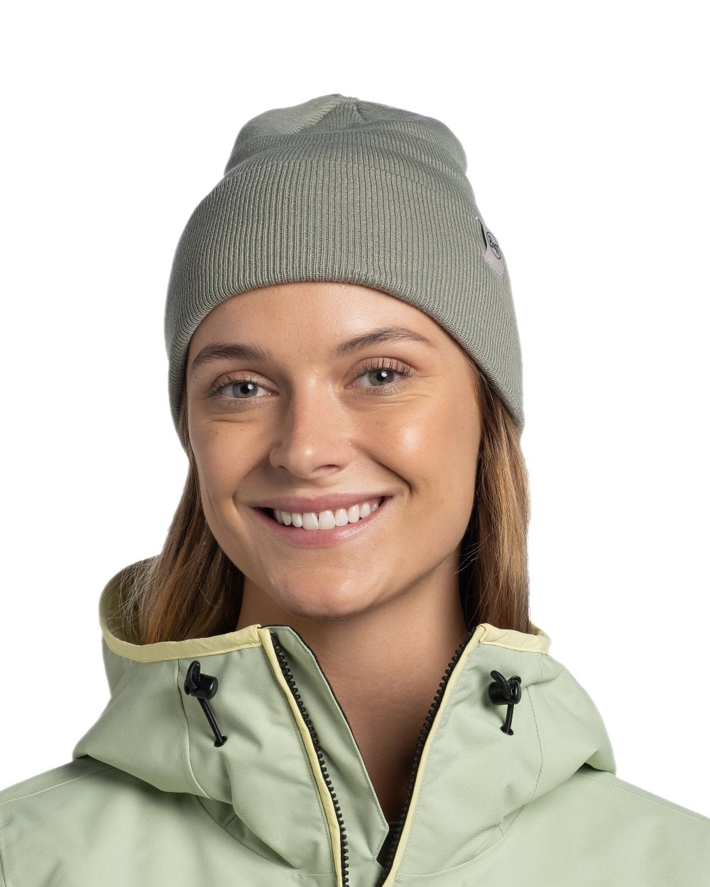 Opaline Coloured Buff Linon Knitted Beanie on white background #colour_opaline