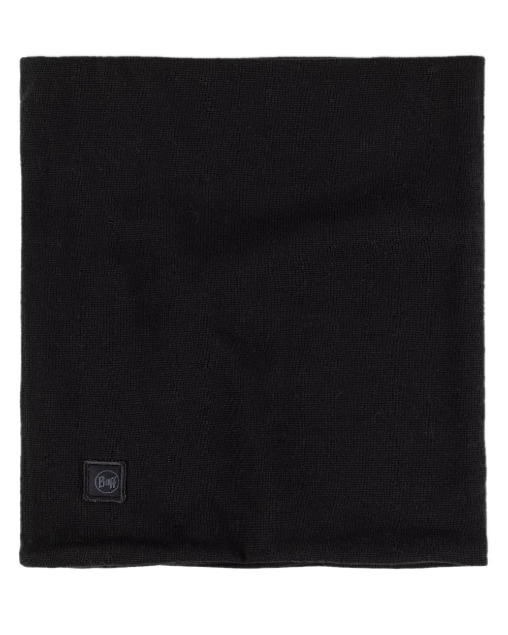 Black Coloured Buff Knitted Neck Warmer on white background #colour_black