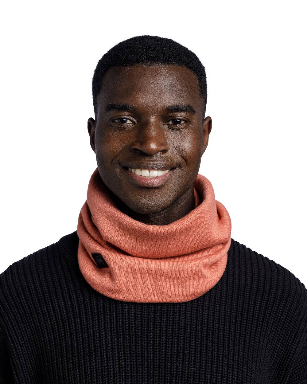 Crimson Coloured Buff Knitted Neck Warmer on white background #colour_crimson