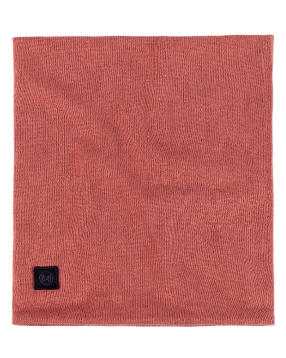 Crimson Coloured Buff Knitted Neck Warmer on white background #colour_crimson