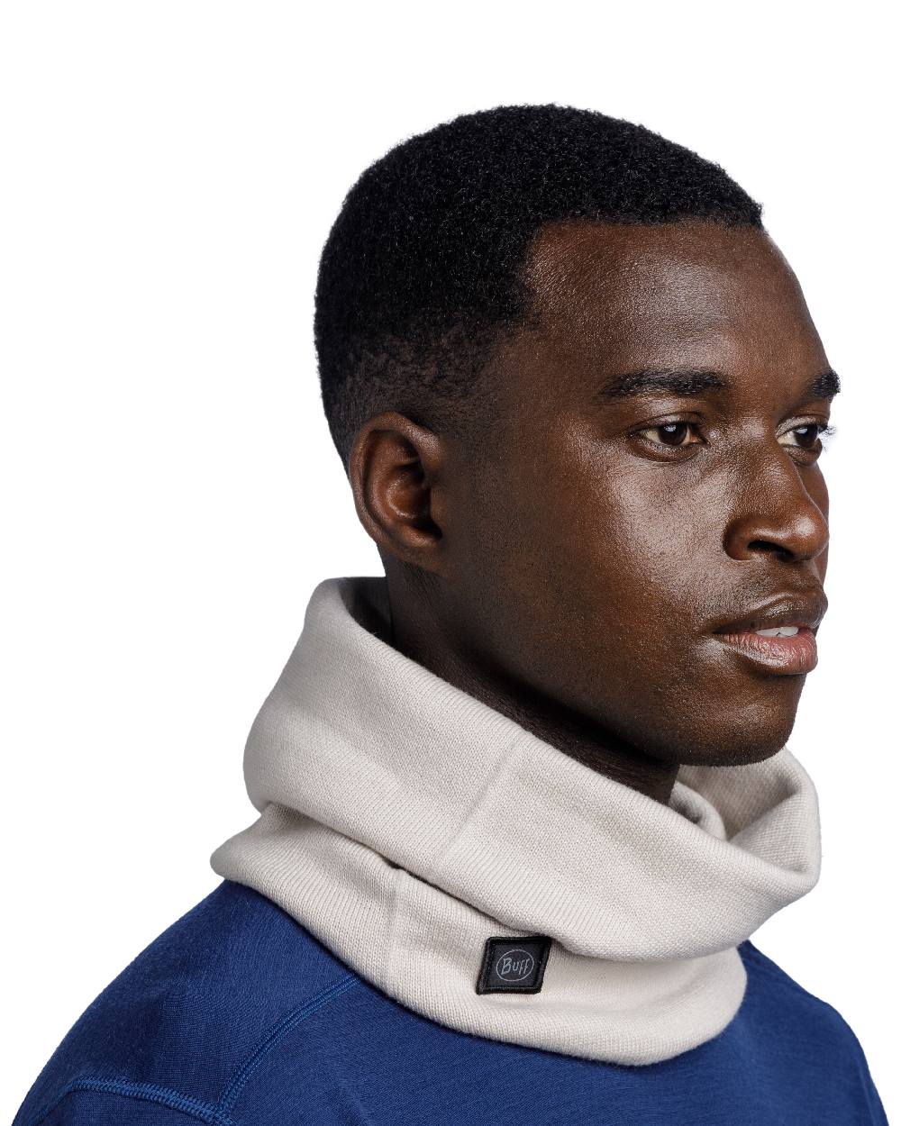 Ice Coloured Buff Knitted Neck Warmer on white background #colour_ice