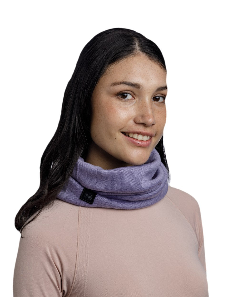 Iris Coloured Buff Knitted Neck Warmer on white background #colour_iris
