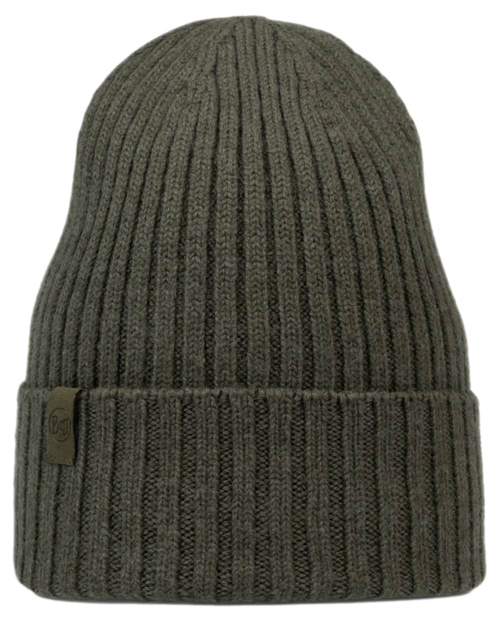 Bark Coloured Buff Knitted Norval Beanie on white background #colour_bark