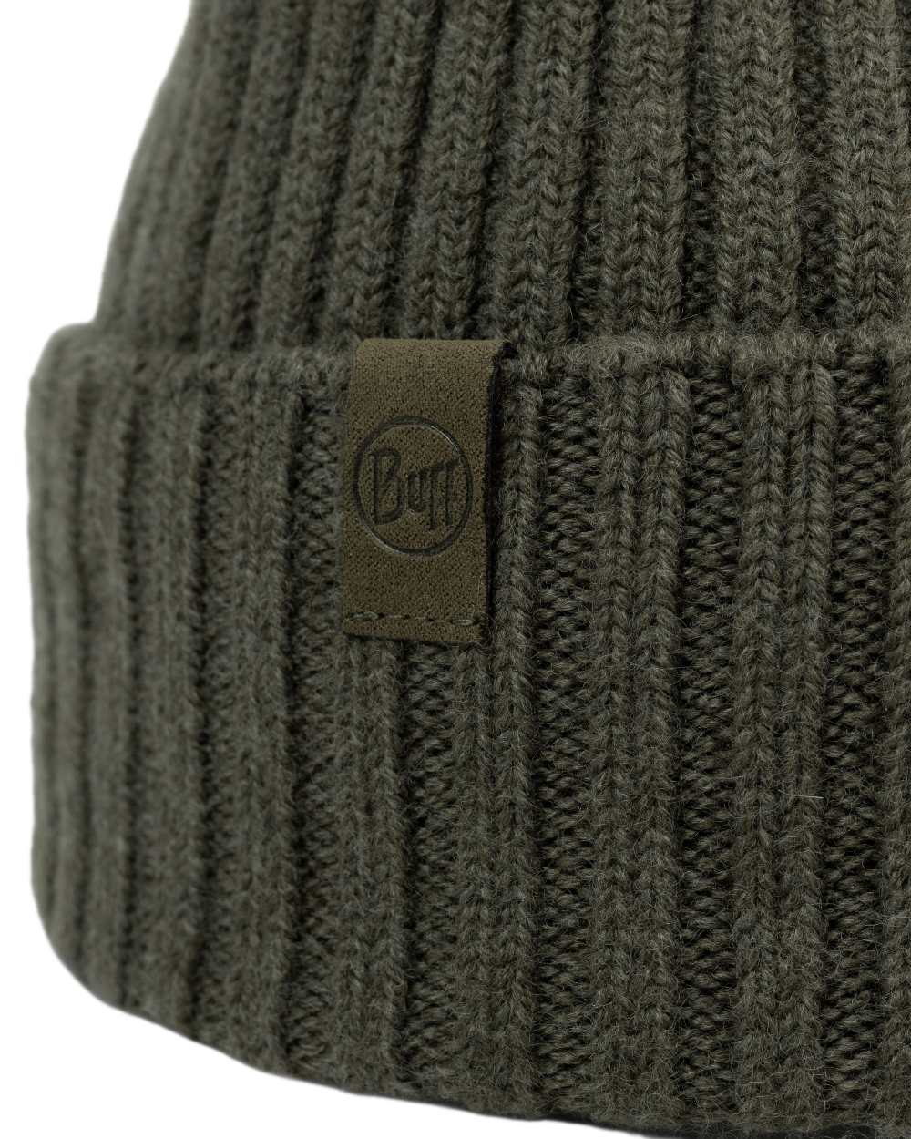 Bark Coloured Buff Knitted Norval Beanie on white background #colour_bark