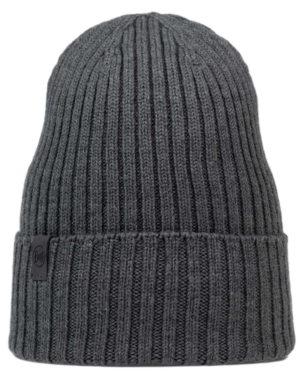 Heather Grey Coloured Buff Knitted Norval Beanie on white background #colour_heather-grey