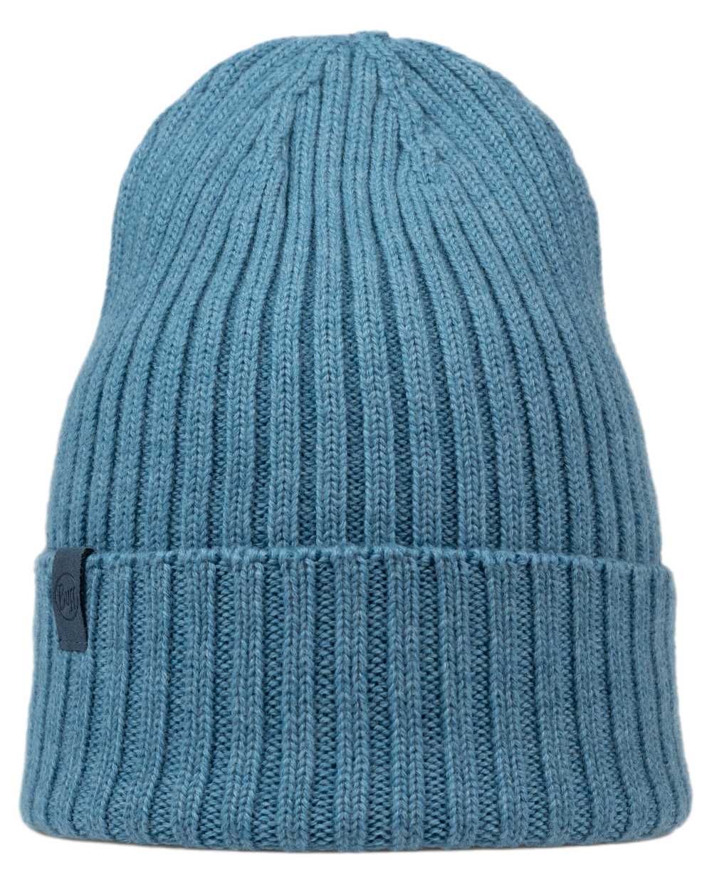 Water Coloured Buff Knitted Norval Beanie on white background #colour_water