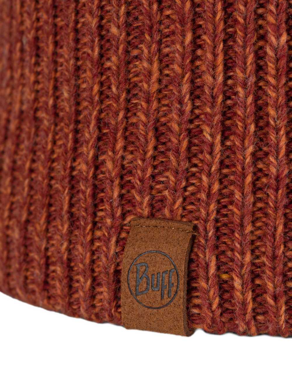 Cinnamon Coloured Buff Knitted Polar Beanie on white background #colour_cinnamon