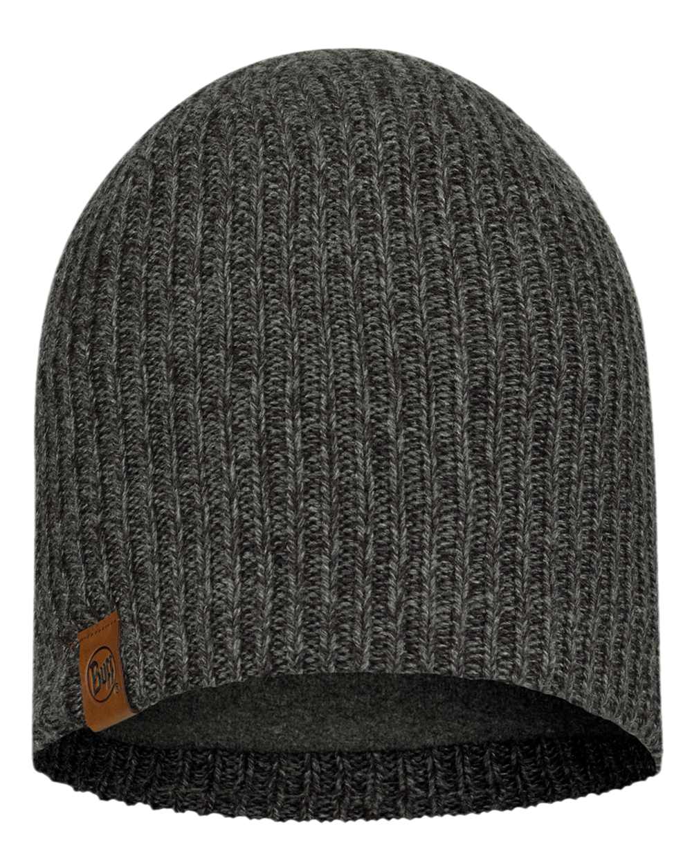 Grey Coloured Buff Knitted Polar Beanie on white background #colour_grey