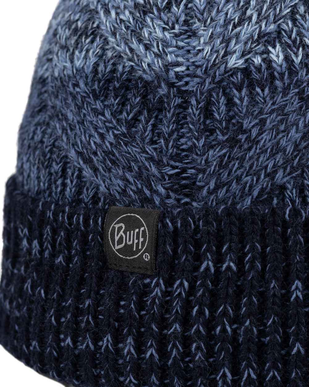 Water Coloured Buff Masha Knitted & Fleece Beanie on white background #colour_water