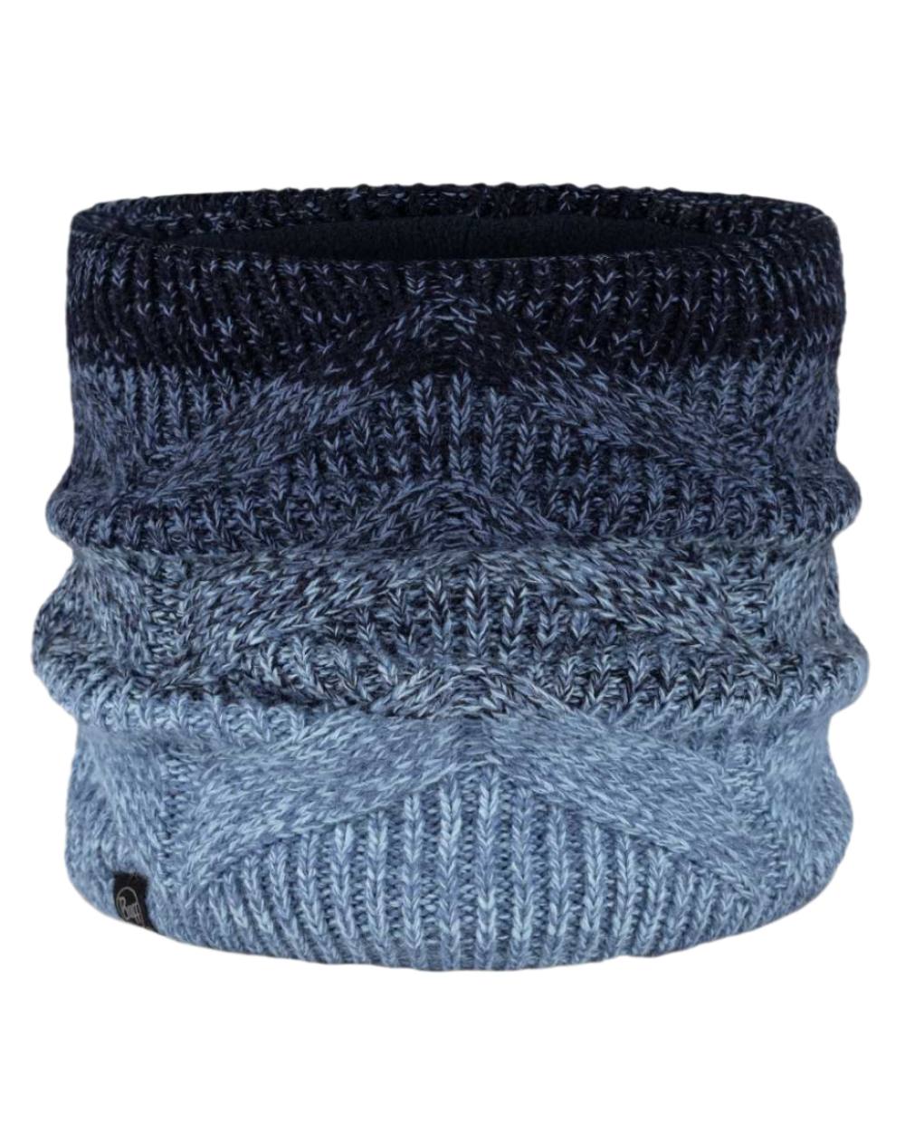 Water Coloured Buff Masha Knitted Polar Neck Warmer on white background #colour_water
