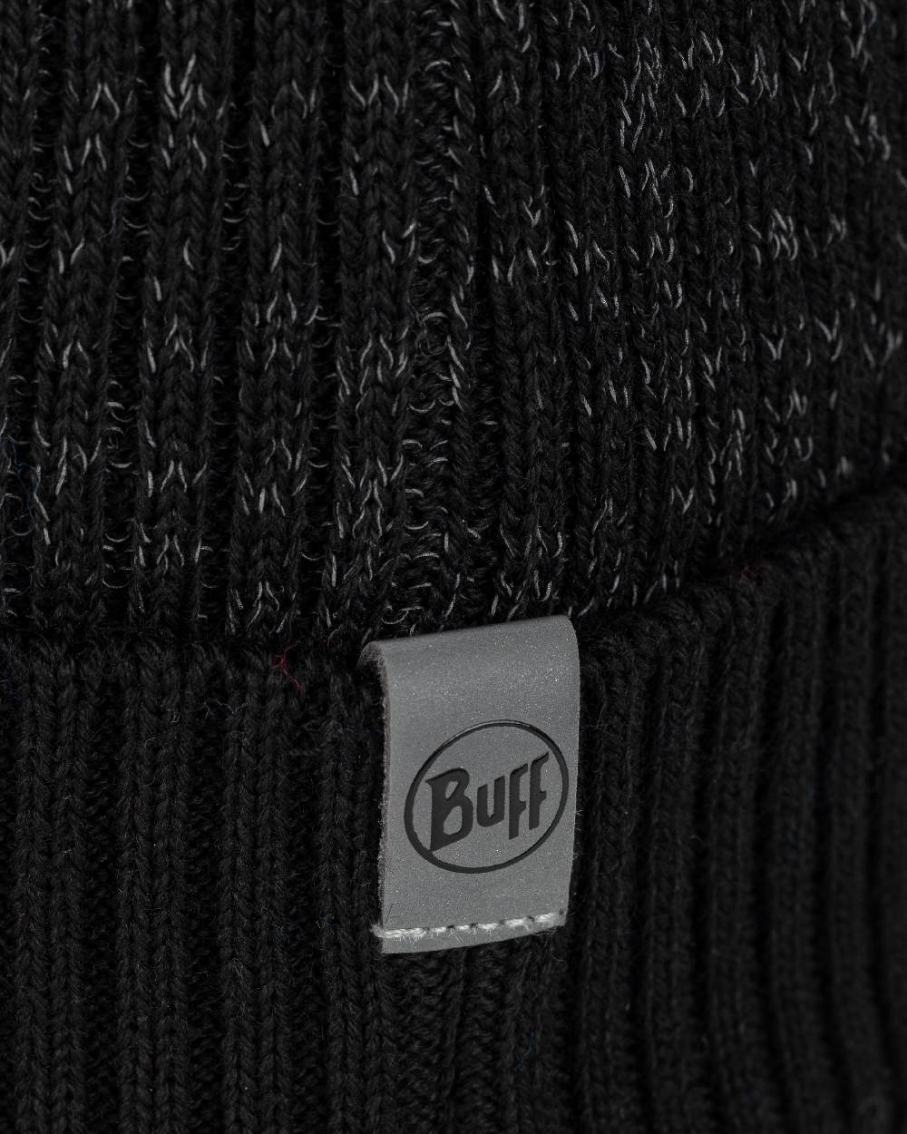 Black Coloured Buff Merino Active Beanie on white background #colour_black