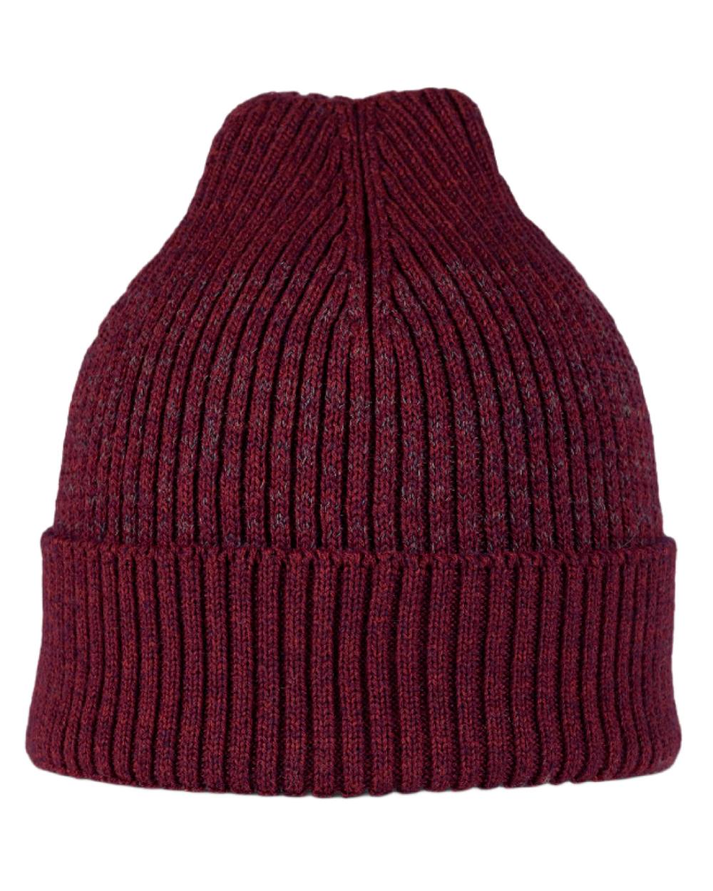 Garnet Coloured Buff Merino Active Beanie on white background #colour_garnet