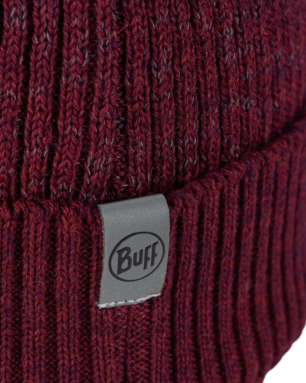 Garnet Coloured Buff Merino Active Beanie on white background #colour_garnet