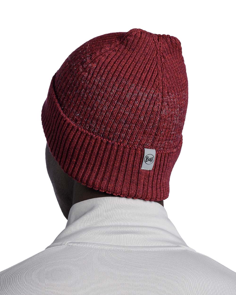 Garnet Coloured Buff Merino Active Beanie on white background #colour_garnet