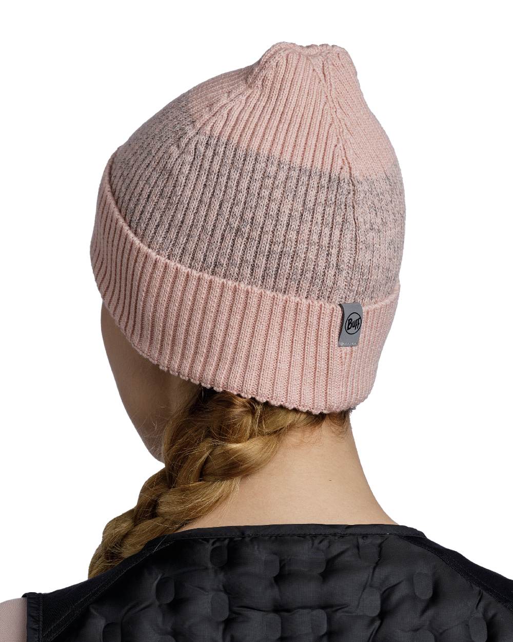 Pale Pink Coloured Buff Merino Active Beanie on white background #colour_pale-pink
