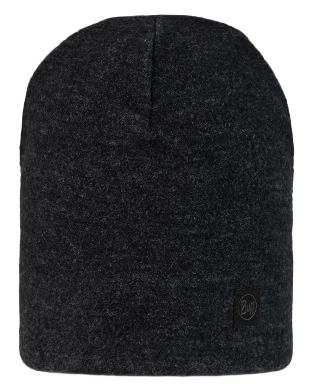 Black Coloured Buff Merino Fleece Beanie on white background #colour_black