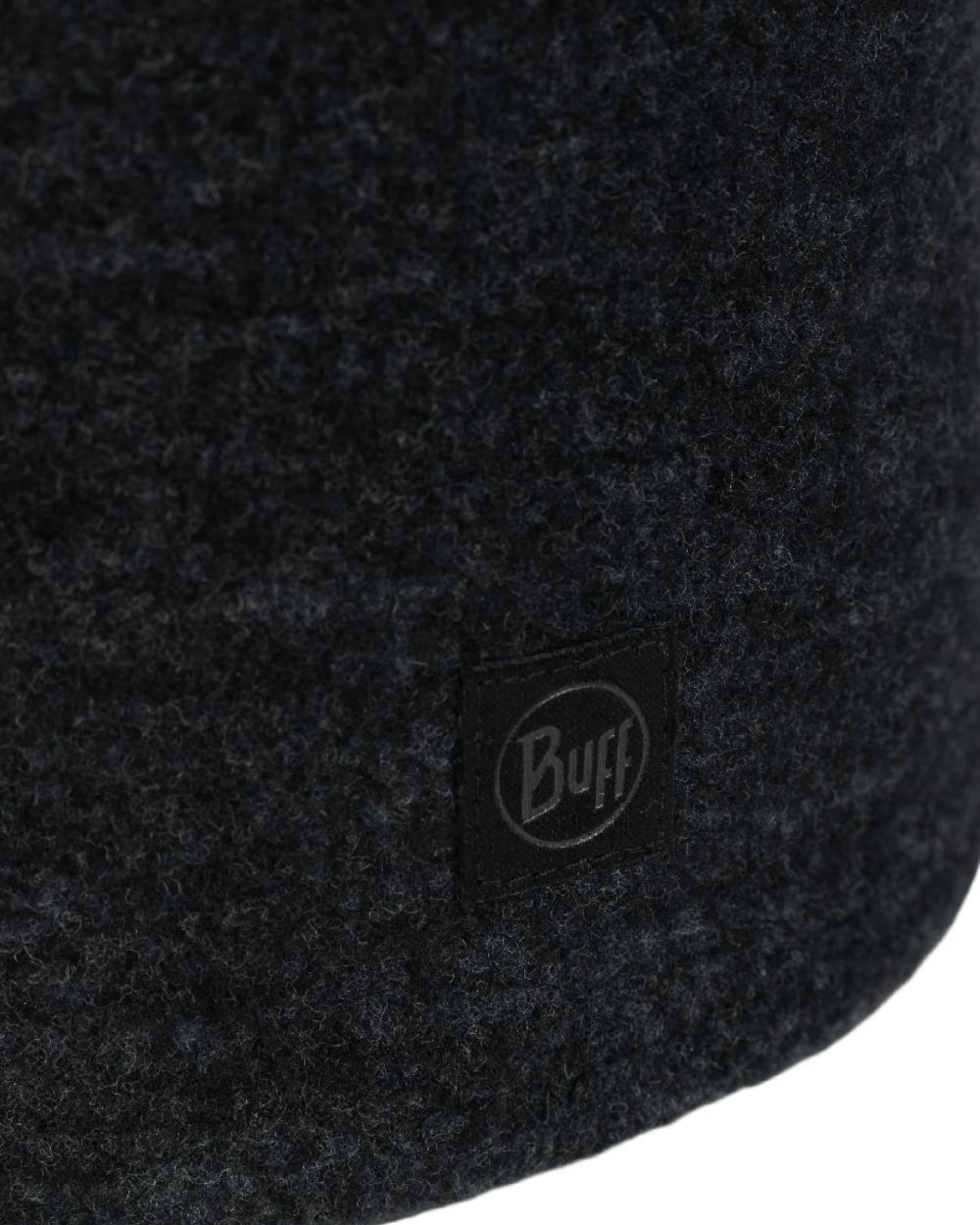 Black Coloured Buff Merino Fleece Beanie on white background #colour_black