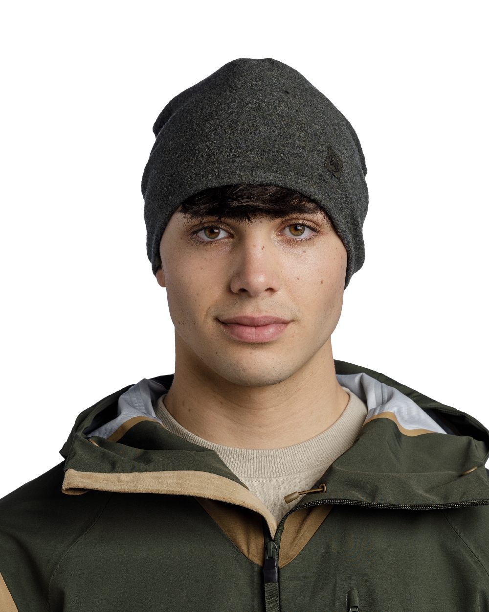 Cedar Coloured Buff Merino Fleece Beanie on white background #colour_cedar