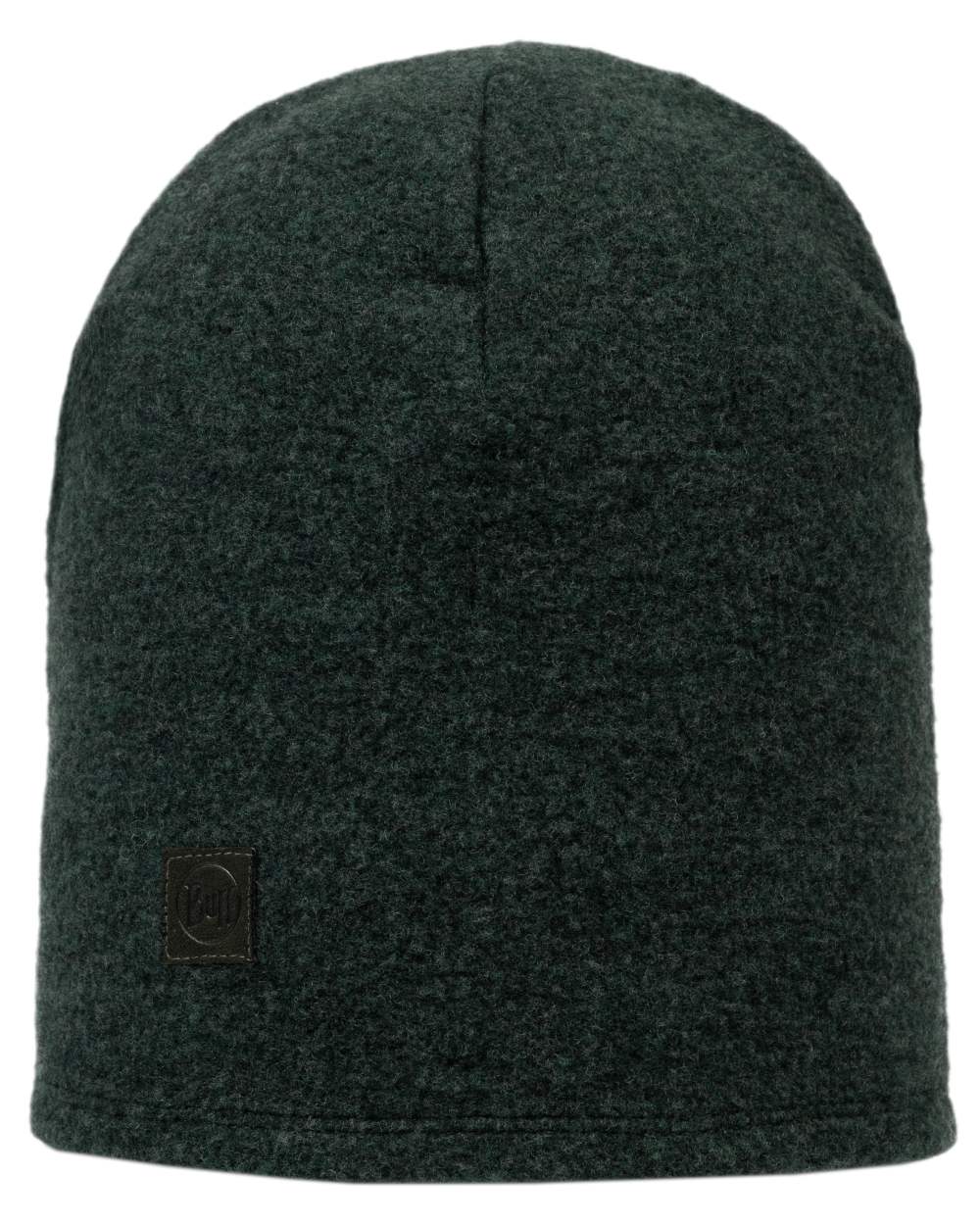 Forest Coloured Buff Merino Fleece Beanie on white background #colour_forest