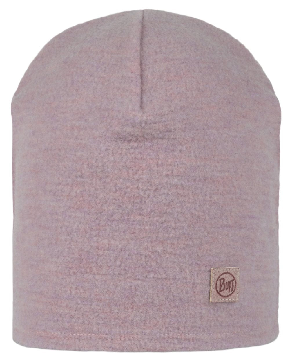 Lilac Sand Coloured Buff Merino Fleece Beanie on white background #colour_lilac-sand