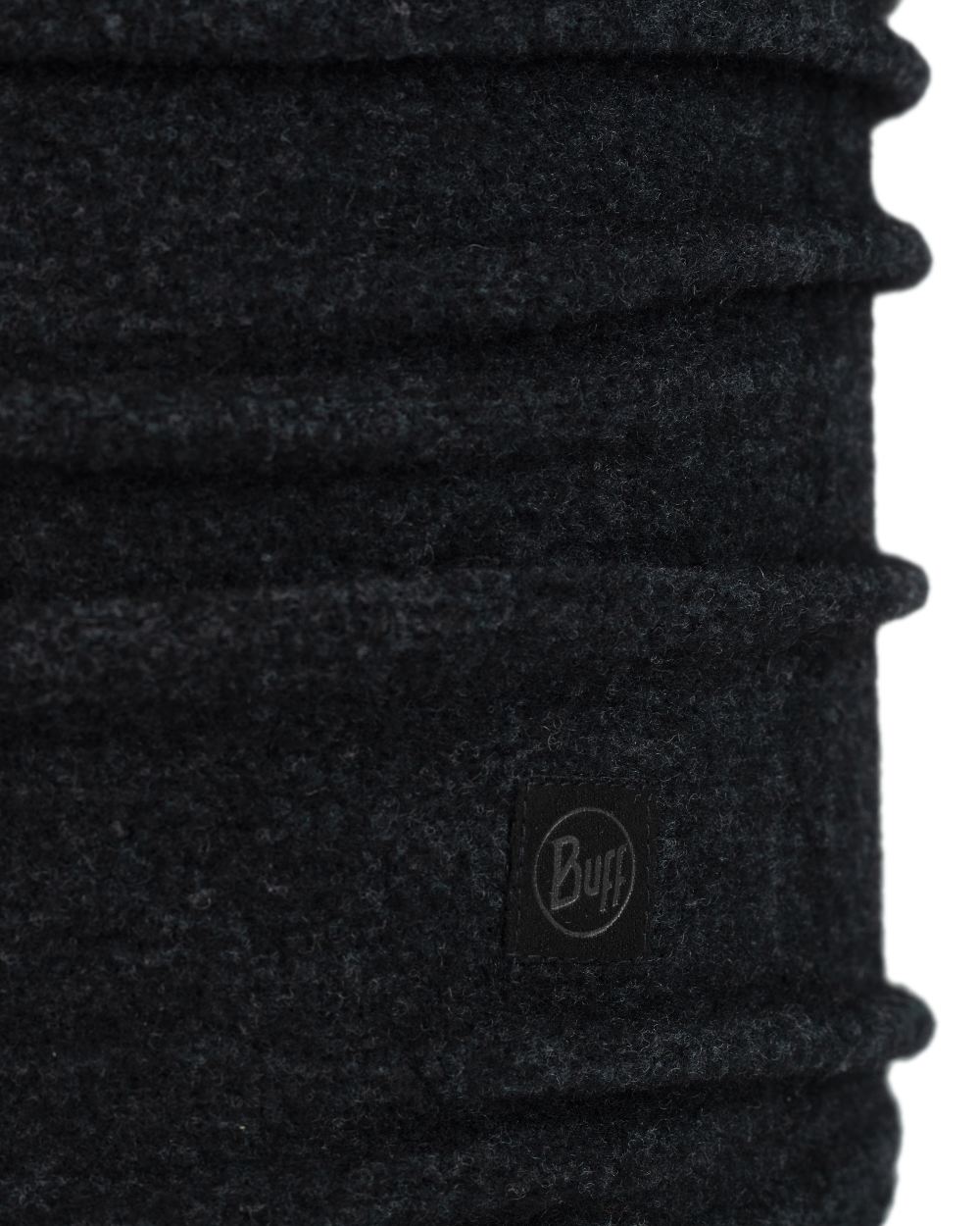 Black Coloured Buff Merino Fleece Neck Warmer on white background #colour_black