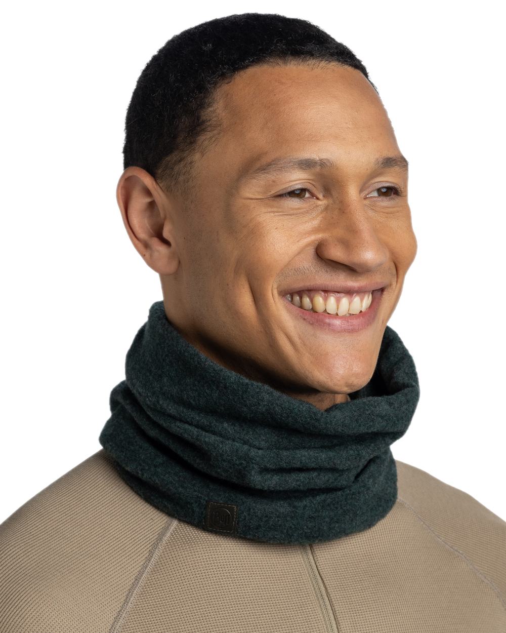 Forest Coloured Buff Merino Fleece Neck Warmer on white background #colour_forest