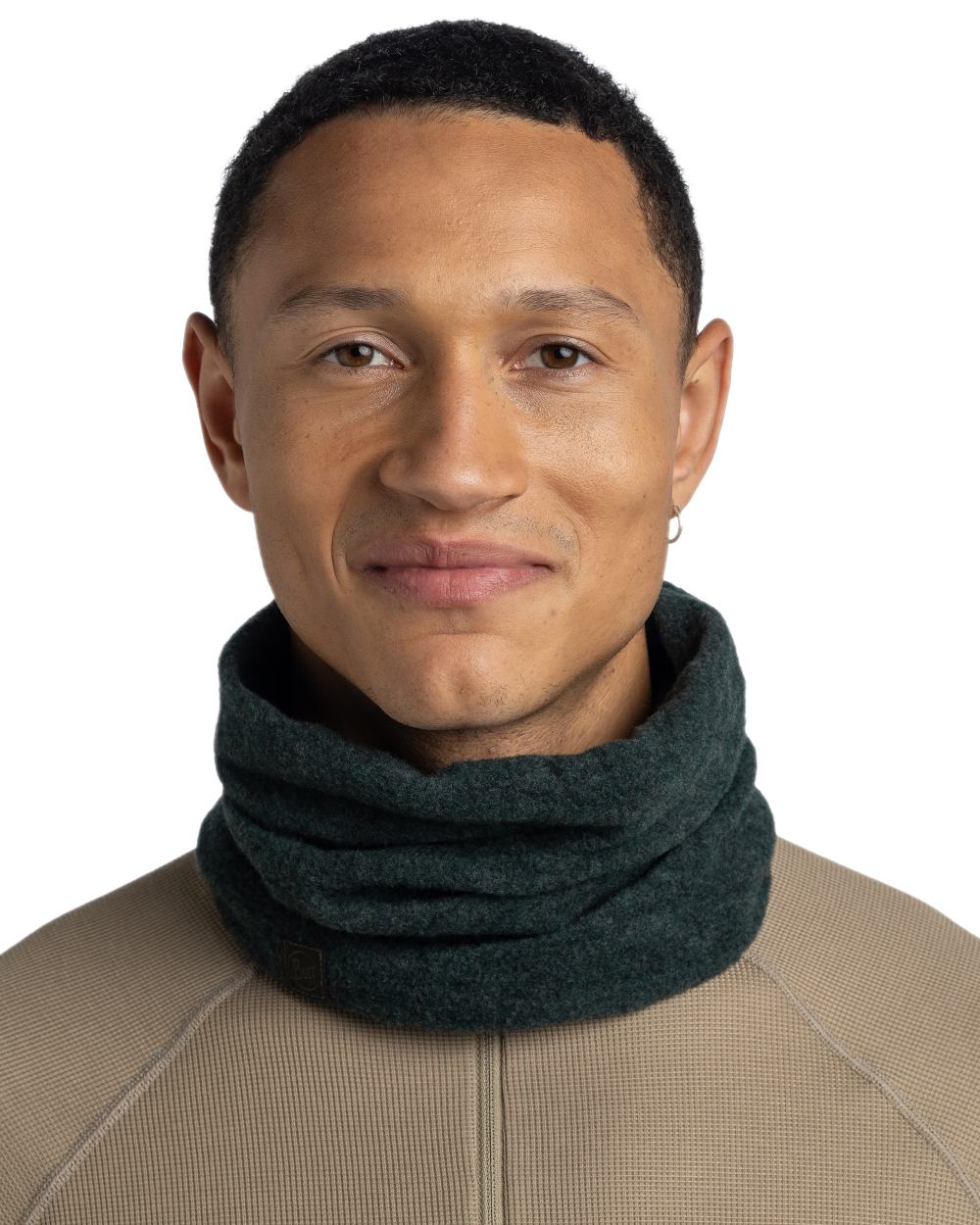 Forest Coloured Buff Merino Fleece Neck Warmer on white background #colour_forest