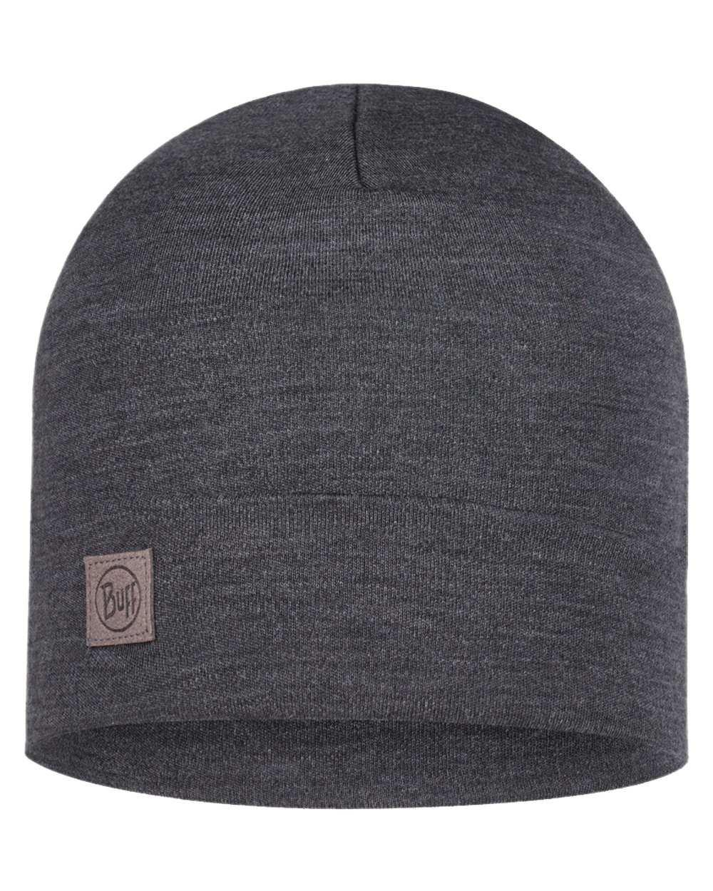 Grey Coloured Buff Merino Heavyweight Beanie on white background #colour_grey