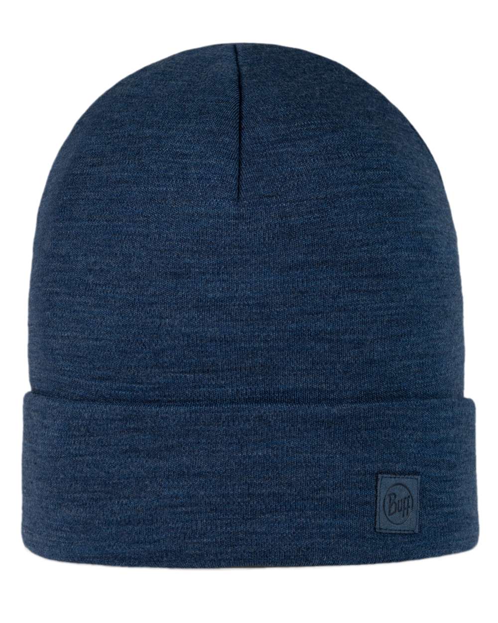 Night Blue Coloured Buff Merino Heavyweight Beanie on white background #colour_night-blue