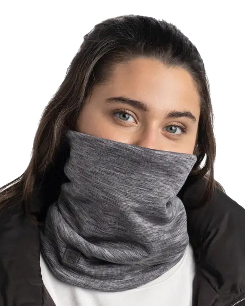 Fog Grey Coloured Buff Merino Heavyweight Neck Warmer on white background #colour_fog-grey