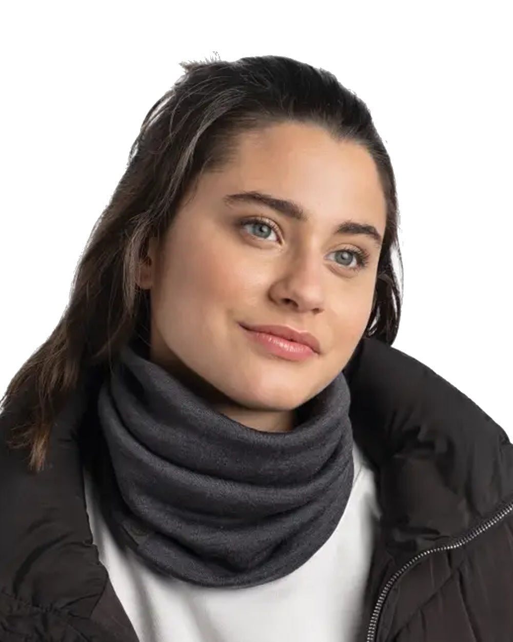 Grey Coloured Buff Merino Heavyweight Neck Warmer on white background #colour_grey