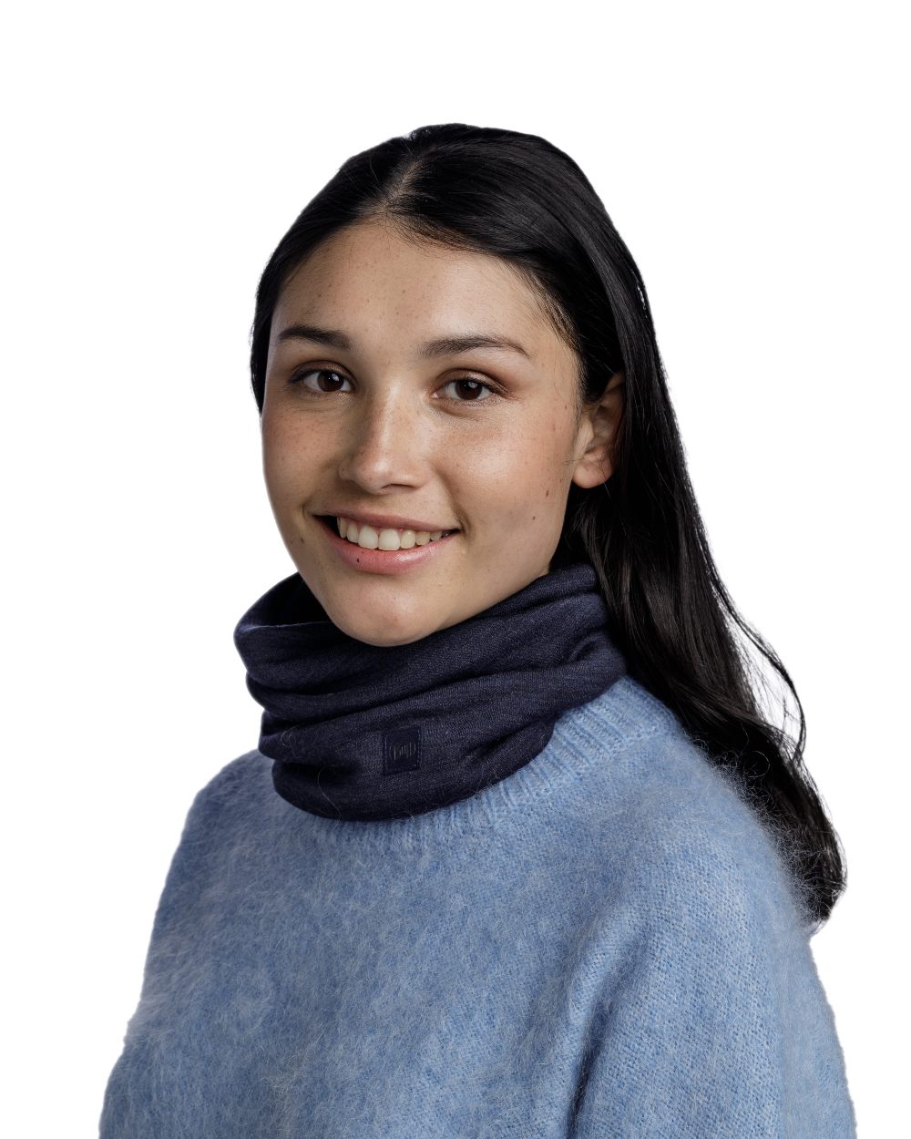 Indigo Coloured Buff Merino Heavyweight Neck Warmer on white background #colour_indigo