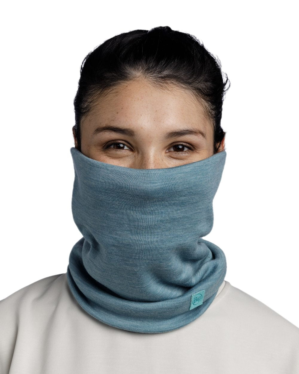 Pool Coloured Buff Merino Heavyweight Neck Warmer on white background #colour_pool
