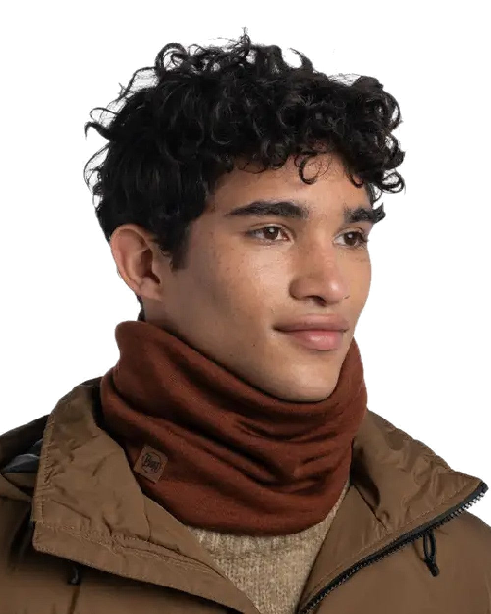 Sienna Coloured Buff Merino Heavyweight Neck Warmer on white background #colour_sienna