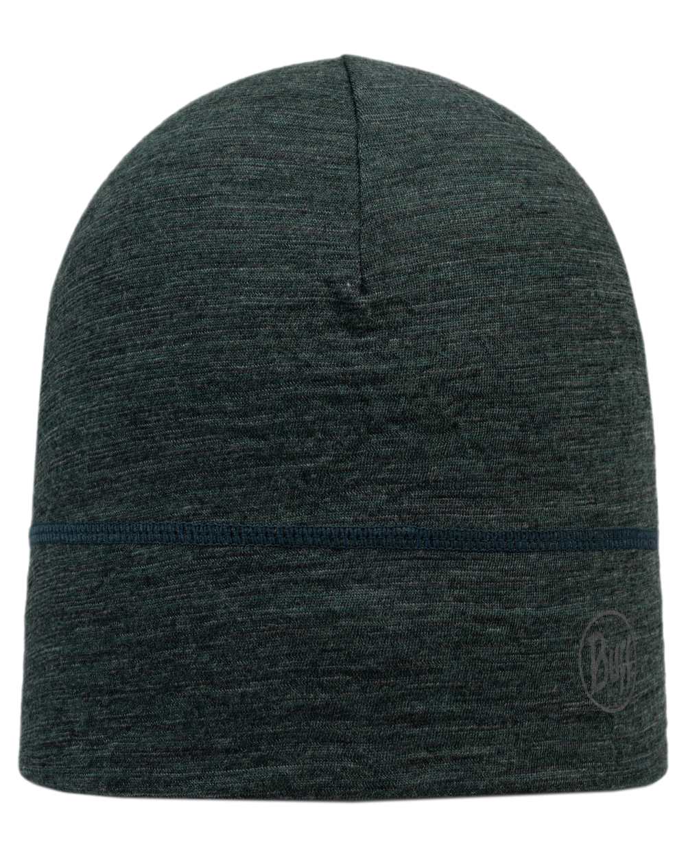 Forest Coloured Buff Merino Lightweight Beanie on white background #colour_forest
