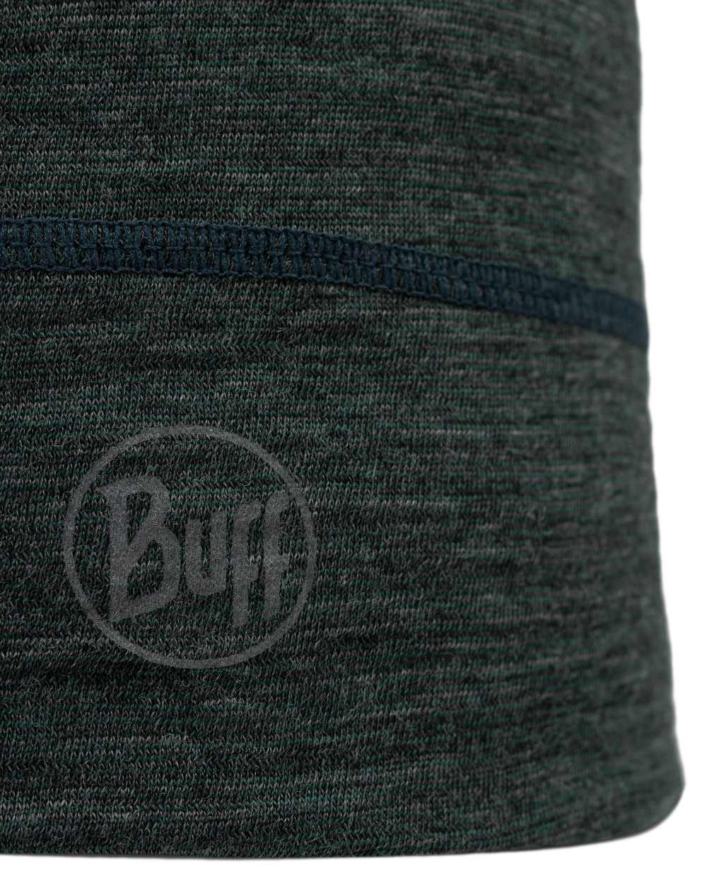 Forest Coloured Buff Merino Lightweight Beanie on white background #colour_forest