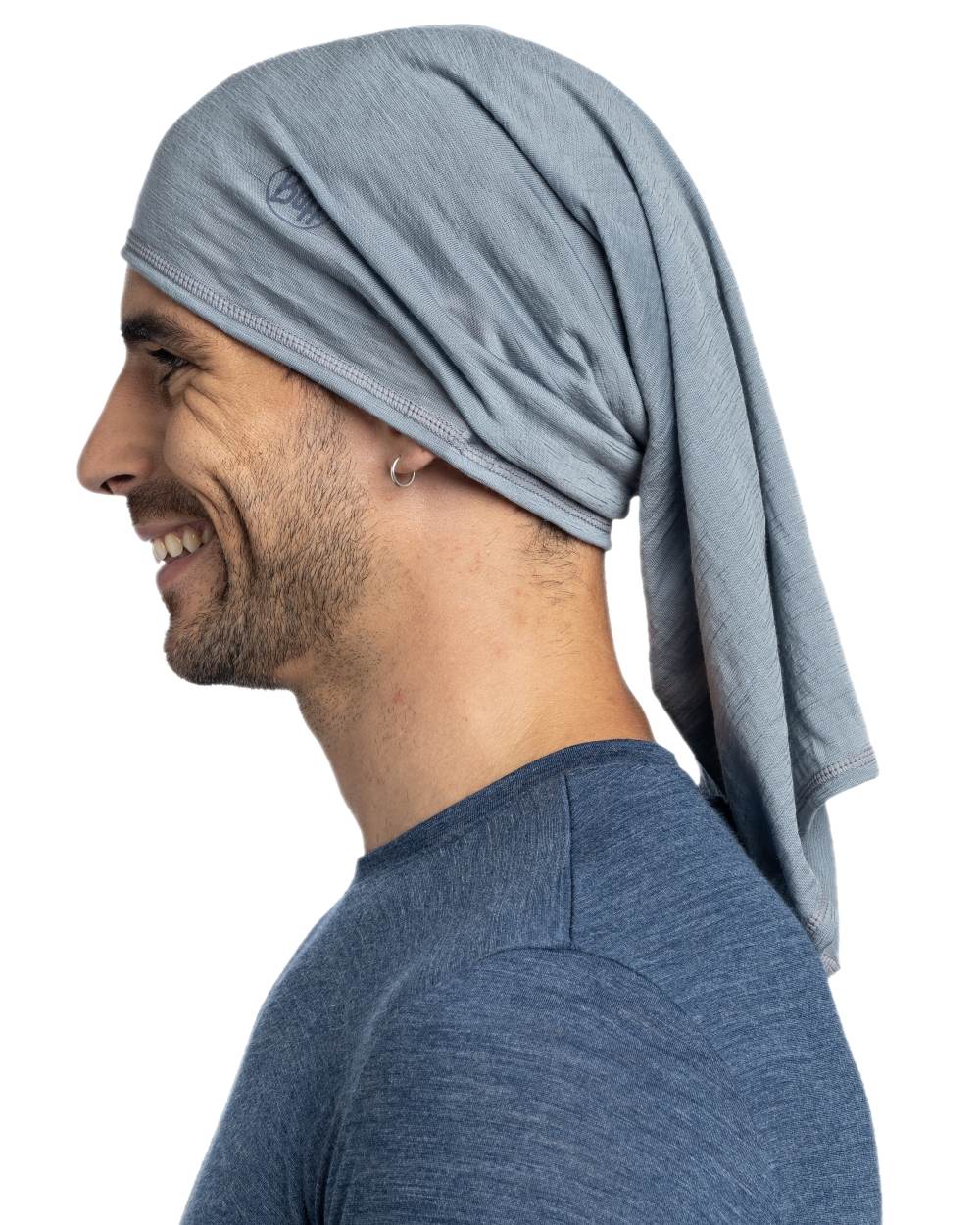 Flint Coloured Buff Merino Lightweight Neck Warmer on white background #colour_flint