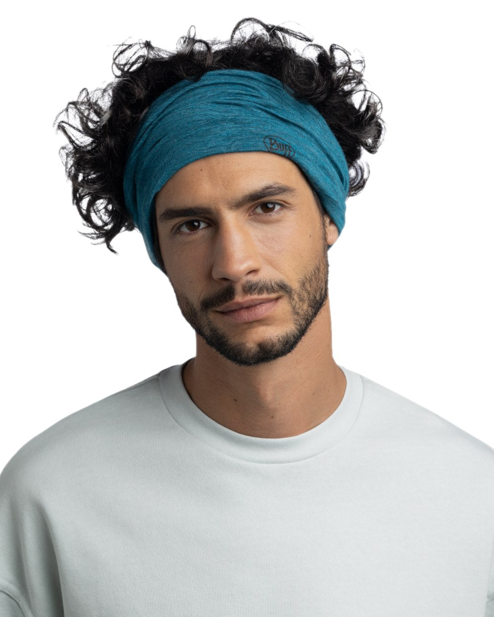Teal Coloured Buff Merino Lightweight Neck Warmer on white background #colour_teal